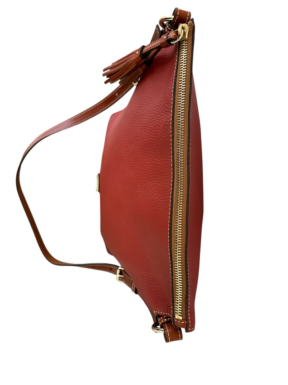 💐 Dooney & Bourke Red Pebble Grain Leather Tassel Shoulder Bag. J12526577 - Picture 4 of 14